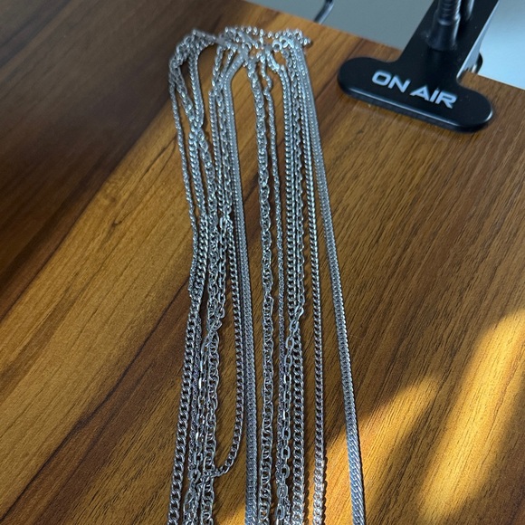 Silver Multi-Layer Chain Necklace - Picture 1 of 6
